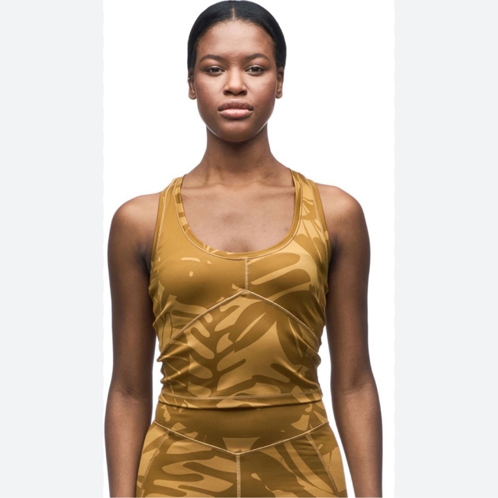 Women's Printed Athletic Tank Top in Mustard